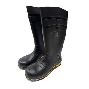 Sentry Pro Steel Toe Rubber Work Boots Black Yellow Unisex Mens 9/ Women 11